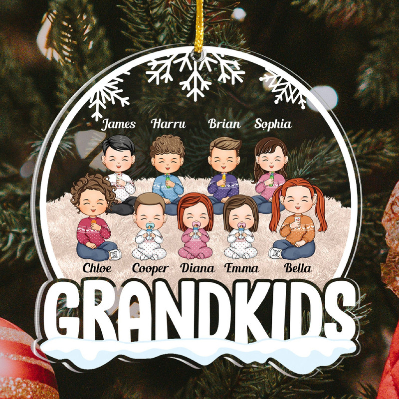 Christmas Gift For Grandma Grandpa - My Grandkids Personalized Round Acrylic Ornament, Custom Grandkids, Gift For Mom Dad, Christmas Decor - 6.jpg