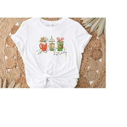 winter coffee shirt, cute christmas sweatshirt, coffee lover tee shirt, christmas hot cocoa drink cup sweater, christmas