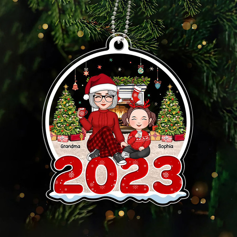 Christmas Gift For Grandparent - I Love You To The Moon And Back, Grandma Grandkid On The Moon Ornament, Christmas Gift Ornament - 1.jpg