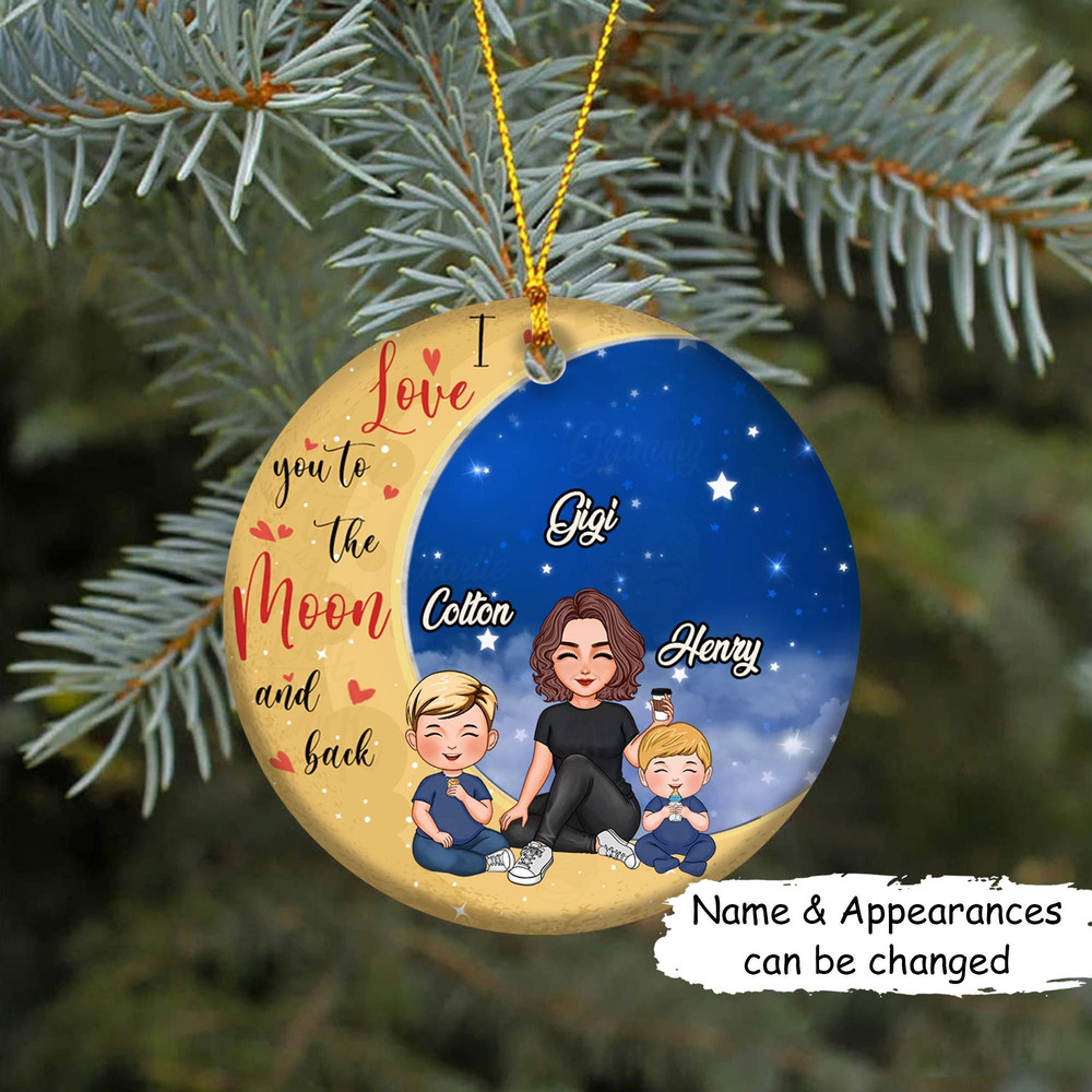 Christmas Gift For Grandparent - I Love You To The Moon And Back, Grandma Grandkid On The Moon Ornament, Christmas Gift Ornament - 1.jpg