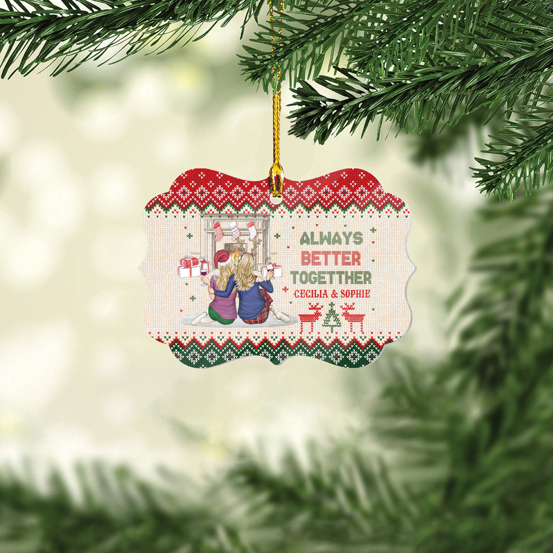 Custom Friends Besties Sisters Ornament, Personalized Bestie Ornament, Christmas Gift For Best Friend, Sisters, BFF, Christmas Decor - 5.jpg