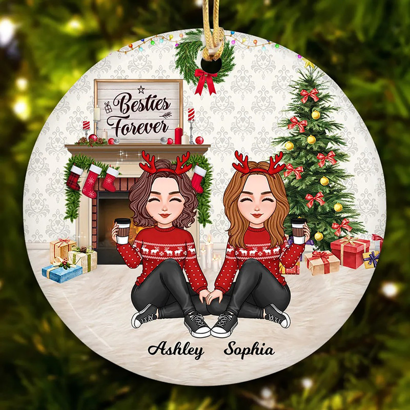 Custom Friends Besties Sisters Ornament, Personalized Bestie Ornament, Christmas Gift For Best Friend, Sisters, BFF, Christmas Decor - 6.jpg