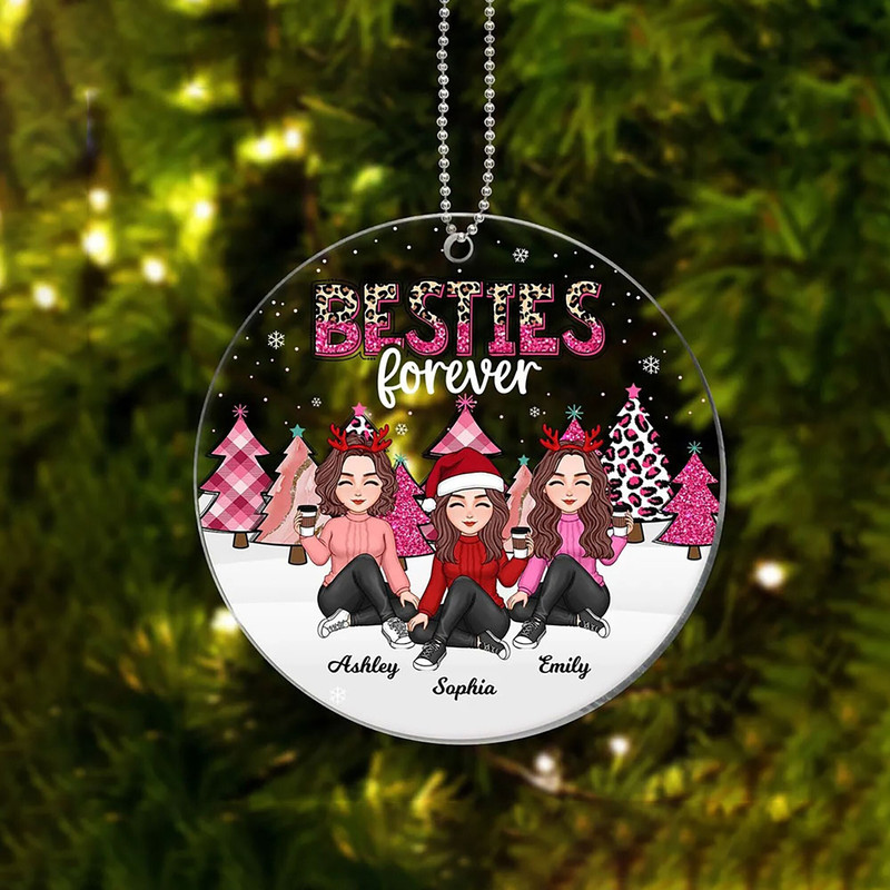 Custom Friends Besties Sisters Ornament, Personalized Bestie Ornament, Christmas Gift For Best Friend, Sisters, BFF, Christmas Decor - 1.jpg