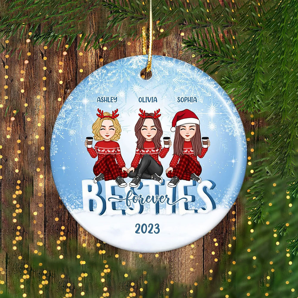 Custom Friends Besties Sisters Ornament, Personalized Bestie Ornament, Christmas Gift For Best Friend, Sisters, BFF, Christmas Decor - 1.jpg