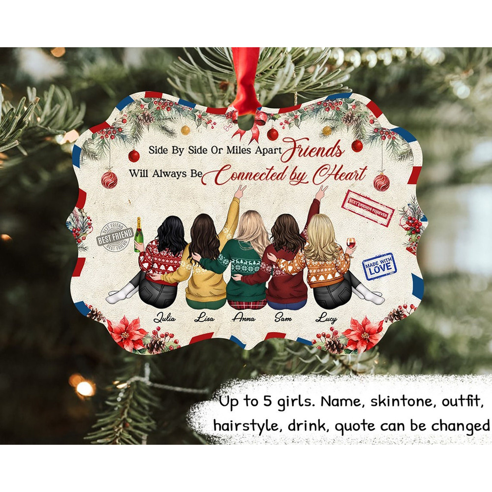 Custom Friends Besties Sisters Ornament, Personalized Bestie Ornament, Christmas Gift For Best Friend, Sisters, BFF, Christmas Decor - 1.jpg