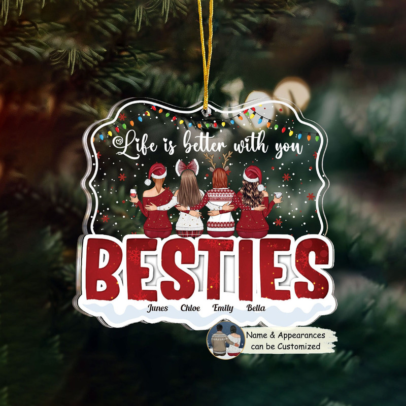 Custom Friends Besties Sisters Ornament, Personalized Bestie Ornament, Christmas Gift For Best Friend, Sisters, BFF, Christmas Decor - 1.jpg