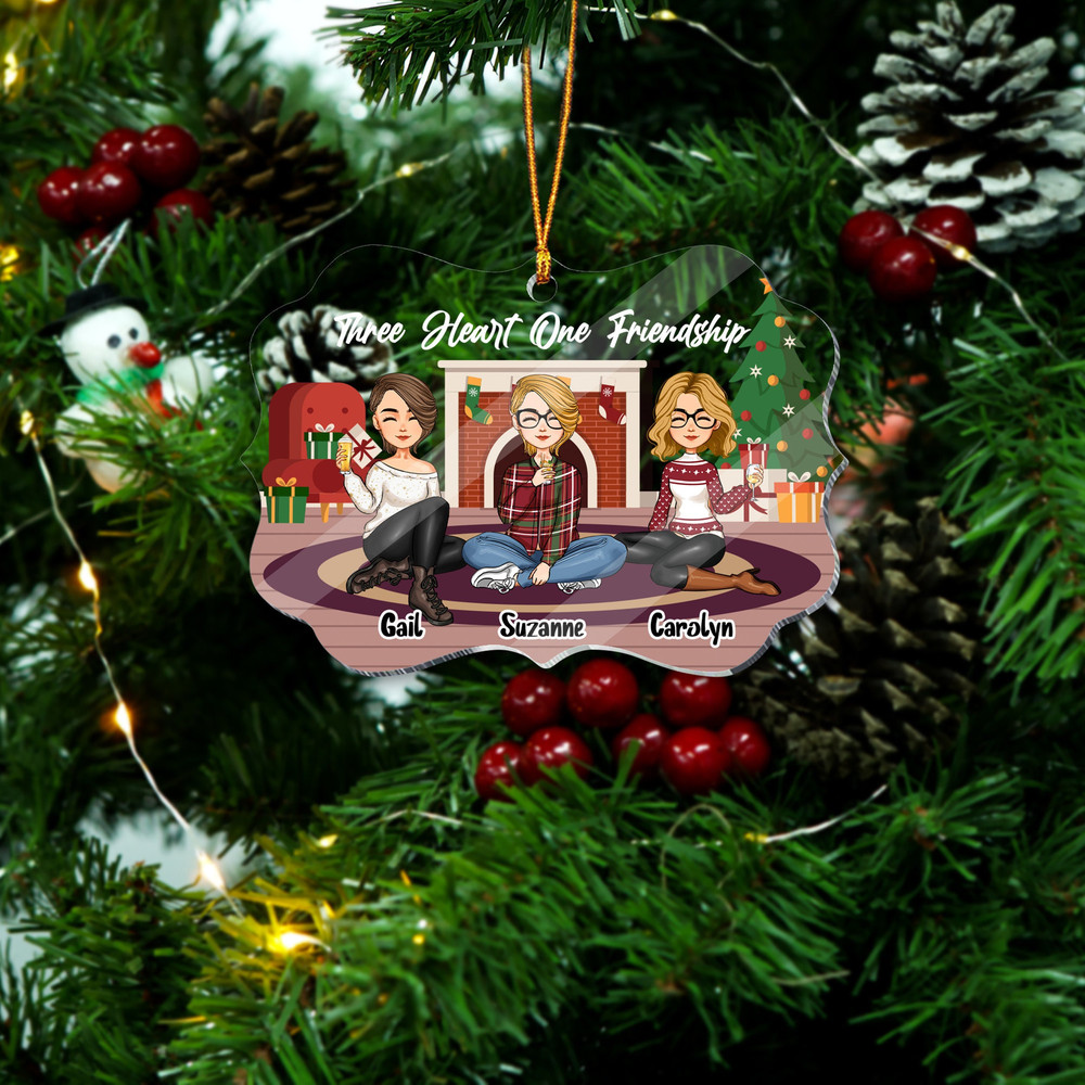 Custom Friends Besties Sisters Ornament, Personalized Bestie Ornament, Christmas Gift For Best Friend, Sisters, BFF, Christmas Decor - 1.jpg