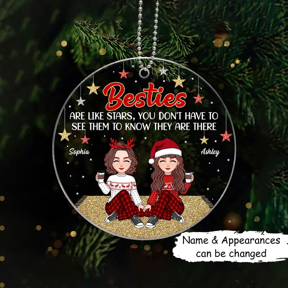 Custom Friends Besties Sisters Ornament, Personalized Bestie Ornament, Christmas Gift For Best Friend, Sisters, BFF, Christmas Decor - 1.jpg