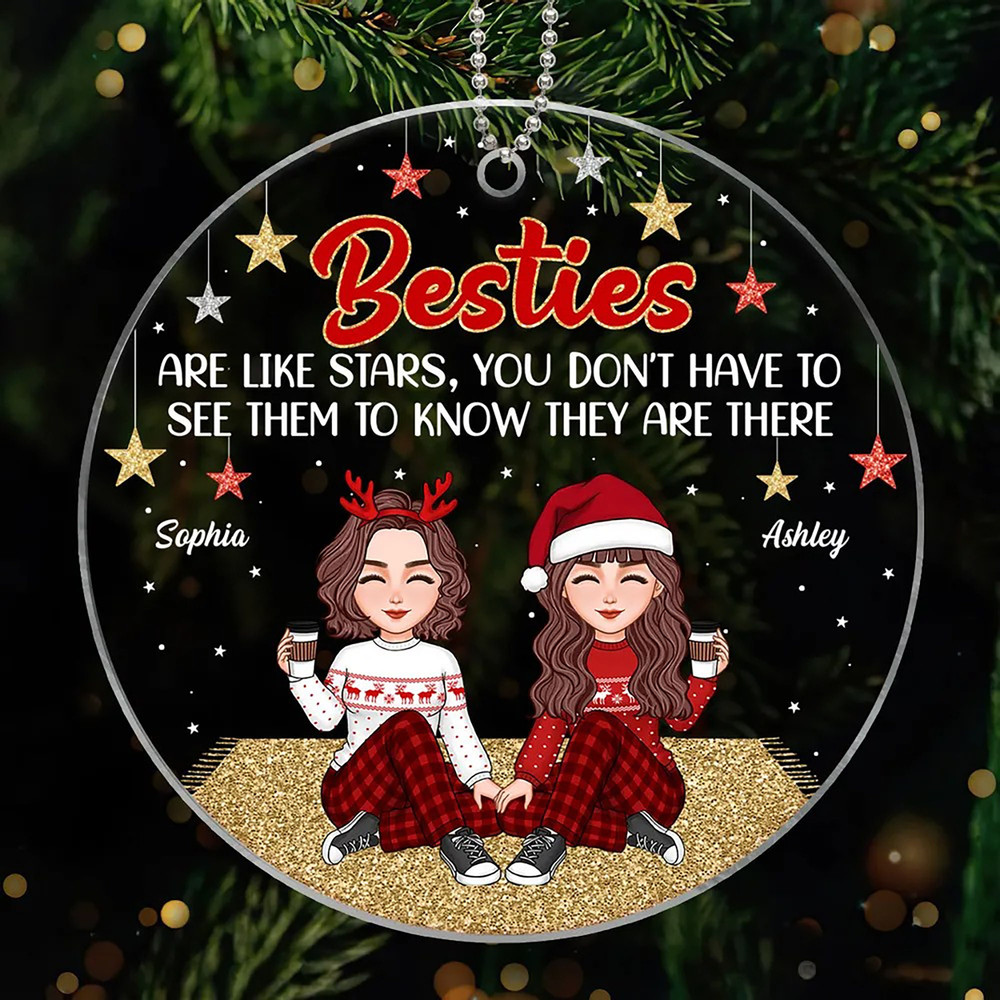 Custom Friends Besties Sisters Ornament, Personalized Bestie Ornament, Christmas Gift For Best Friend, Sisters, BFF, Christmas Decor - 6.jpg