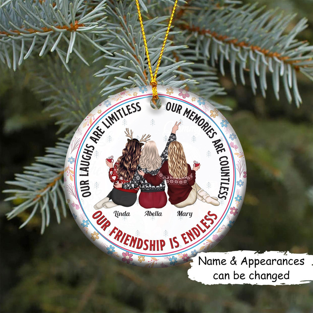 Custom Friends Besties Sisters Ornament, Personalized Bestie Ornament, Christmas Gift For Best Friend, Sisters, BFF, Christmas Decor - 1.jpg