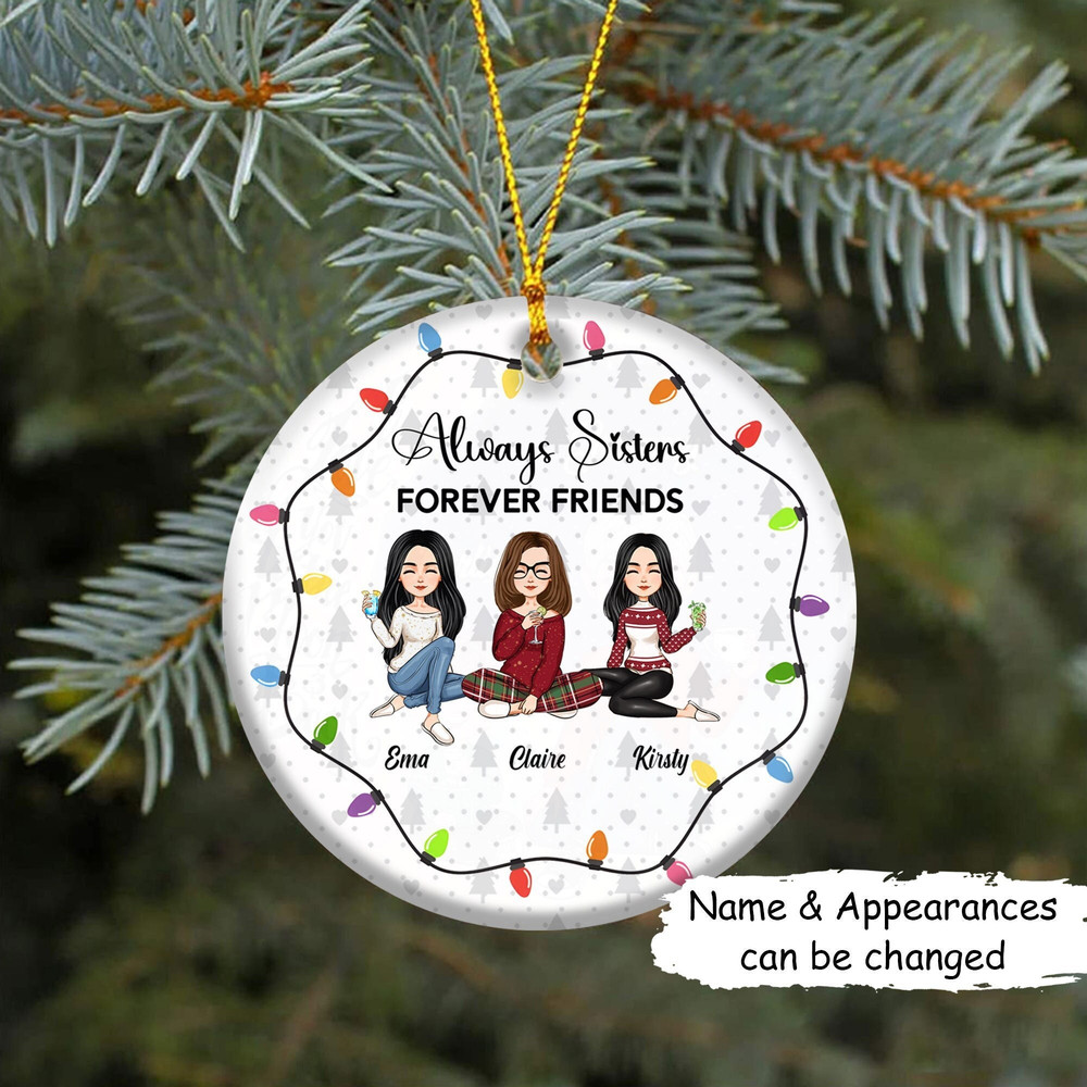 Custom Friends Besties Sisters Ornament, Personalized Bestie Ornament, Christmas Gift For Best Friend, Sisters, BFF, Christmas Decor - 1.jpg