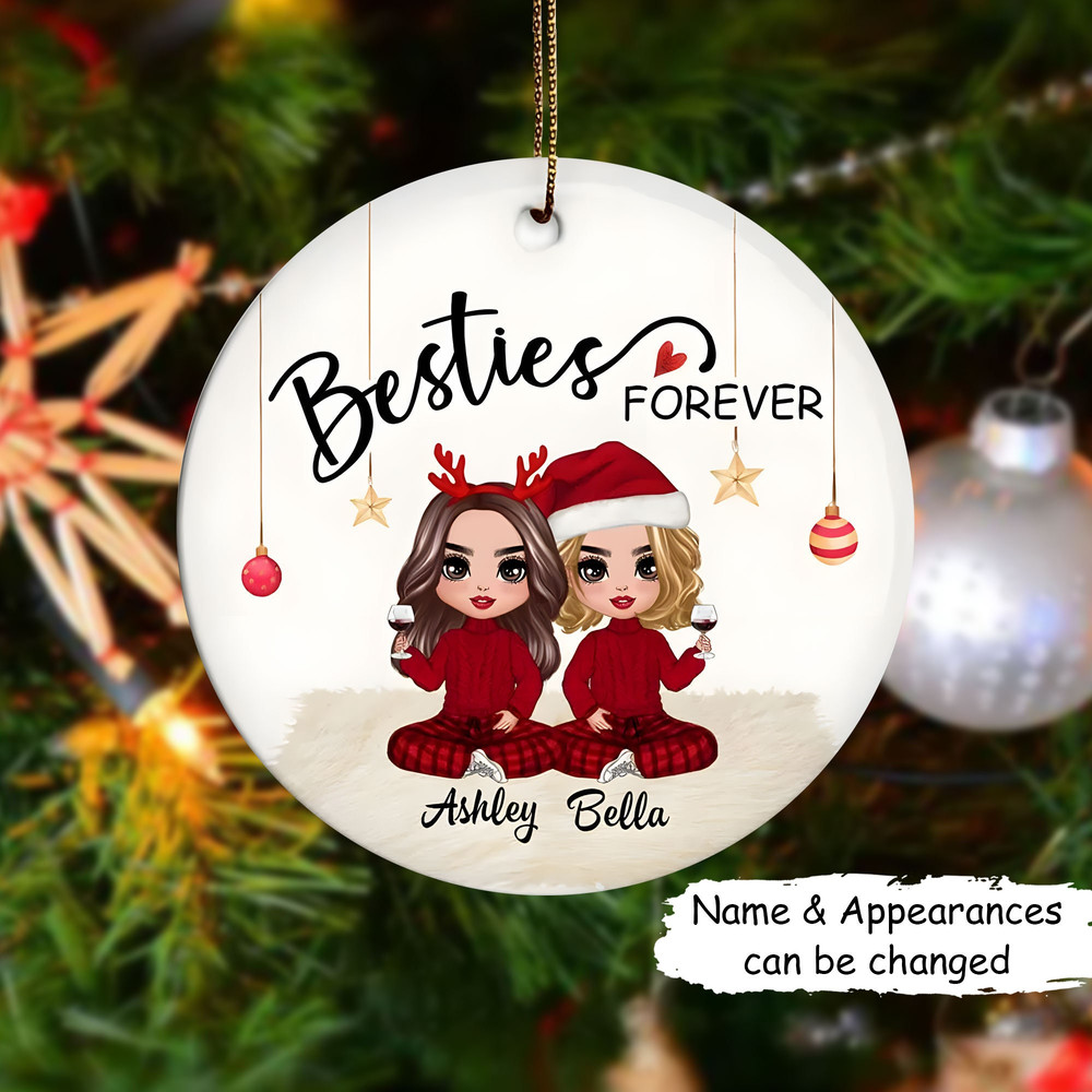 Custom Friends Besties Sisters Ornament, Personalized Bestie Ornament, Christmas Gift For Best Friend, Sisters, BFF, Christmas Decor - 1.jpg