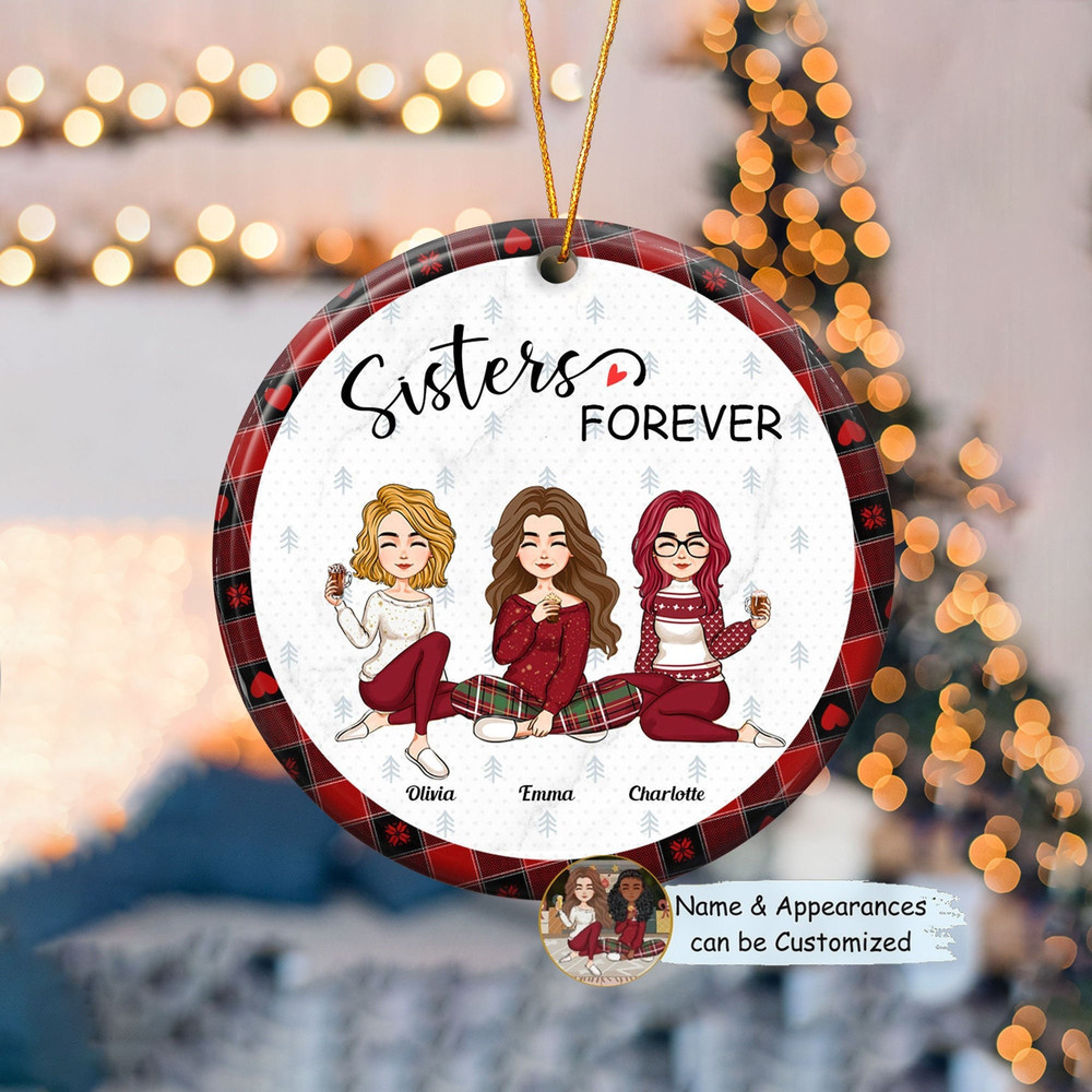 Custom Friends Besties Sisters Ornament, Personalized Bestie Ornament, Christmas Gift For Best Friend, Sisters, BFF, Christmas Decor - 1.jpg