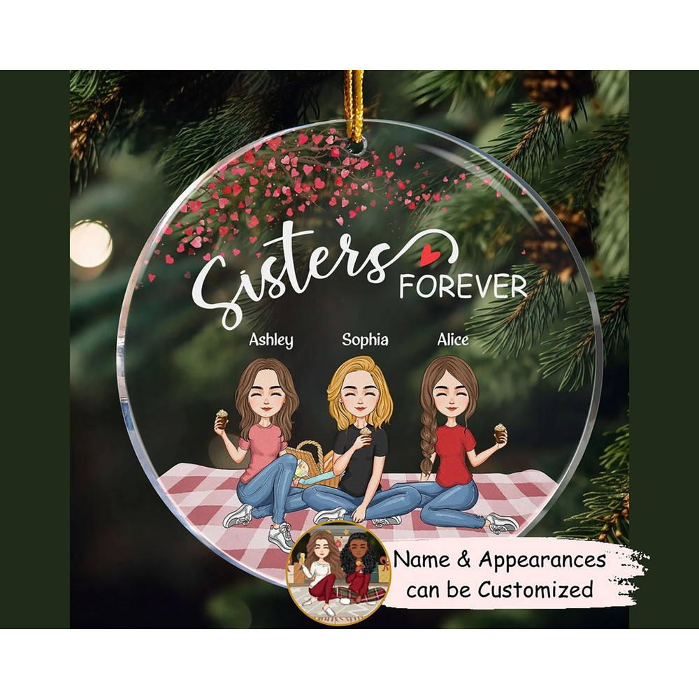 Custom Friends Besties Sisters Ornament, Personalized Bestie Ornament, Christmas Gift For Best Friend, Sisters, BFF, Christmas Decor - 1.jpg