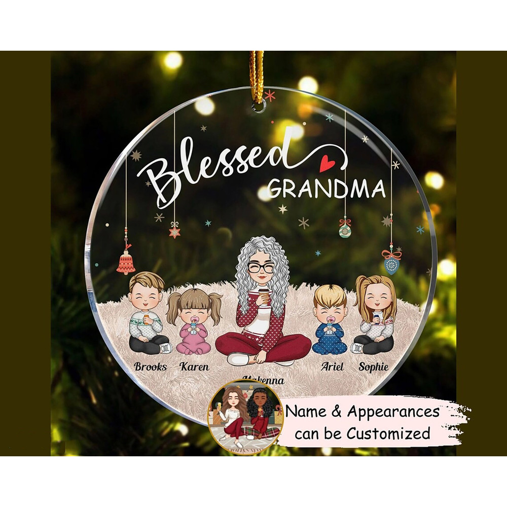 Custom Grandma Grandpa Acrylic Ornament, Personalized Family Ornament, Christmas Gift For Family, Gift For Grandma, Grandpa, Christmas Decor - 1.jpg