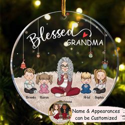 custom grandma grandpa acrylic ornament, personalized family ornament, christmas gift for family