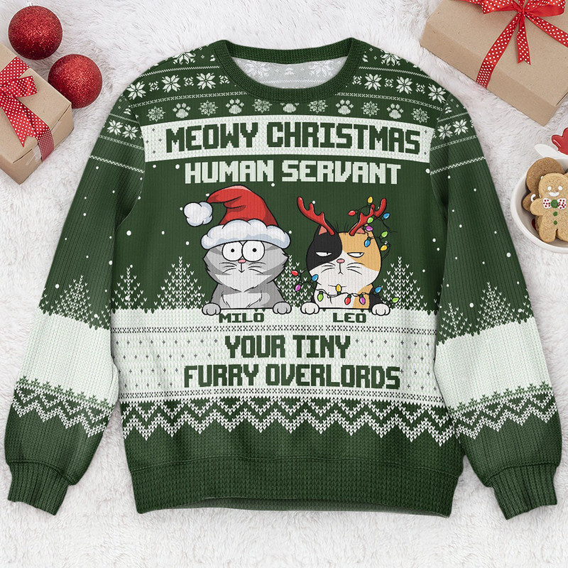 Meowy Catmas Ugly Christmas Pattern, Personalized Cat Ugly Sweatshirt, Funny Christmas Cat Shirt, Cat Christmas Sweatshirt, Cat Lover Shirt - 3.jpg