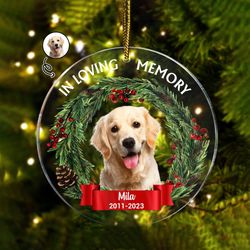 Personalized Cat  Dog Memorial Ornament With Photo, Pet Memorial Gifts, Pet Memorial