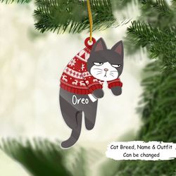personalized cat christmas ornament, funny custom cats ornament, christmas gifts