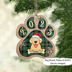 personalized dog christmas ornament, peeking dog ornament, funny custom dogs ornament