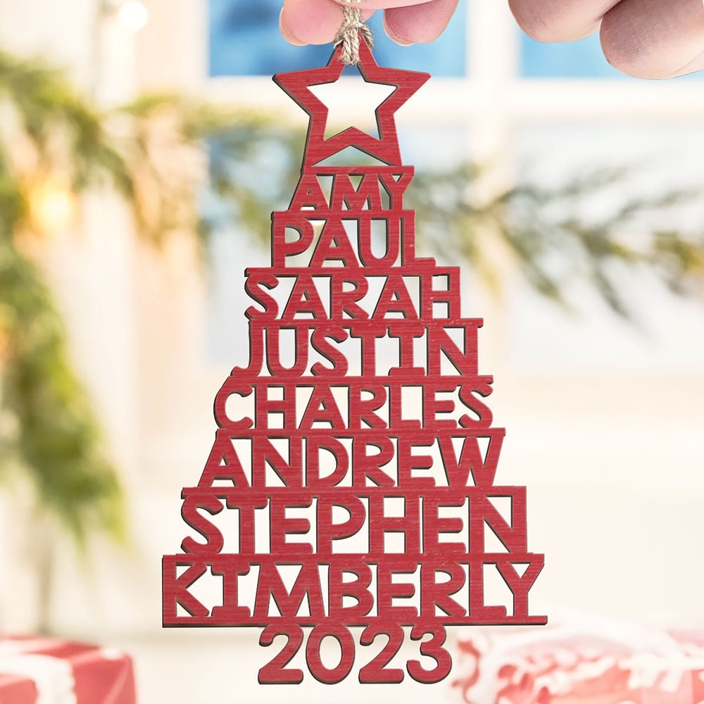Personalized Family Name Christmas Ornament, Christmas Tree Ornament With Family Names, Christmas Tree Name Ornament, 2023 Family Ornament - 2.jpg