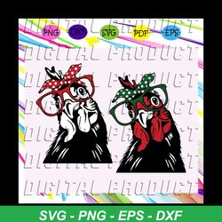 chicken with bandana glasses svg, chicken svg, chicken lover, chicken lover gift, bandana glasses, glasses svg, farm ani