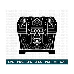 treasure chest svg, pirate svg, treasure svg, gold svg, treasure chest silhouette, jewelry box svg , vintage, cut file cricut, silhouette