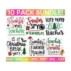 teacher christmas colored svg bundle, christmas svg, school christmas svg, teacher life, santa svg, funny christmas shirt, cricut cut file