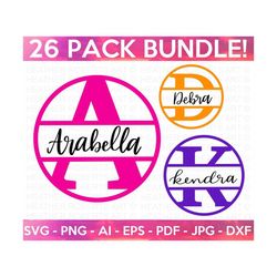 keychain split monogram svg bundle, keychain monograms svg, keychain split circle alphabet svg bundle, round keychain cut files for cricut