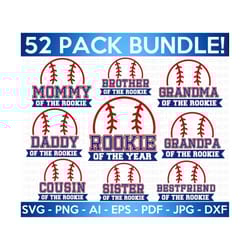baseball birthday svg bundle, birthday svg, family birthday shirt svg, baseball svg, family shirt svg, rookie of the year ,cut files cricut