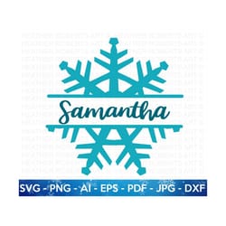snowflakes monogram svg, snowflakes name frame svg, christmas svg, christmas family shirts svg, split monogram, snowflakes, cricut cut file