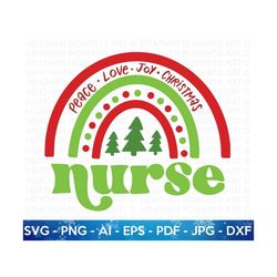 nurse christmas rainbow svg, christmas nurse shirt svg, nurse svg, christmas svg, nurse life svg, christmas svg designs, cricut cut file