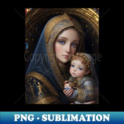 Madonna and Child - PNG Transparent Digital Download File for Sublimation - Enhance Your Apparel with Stunning Detail