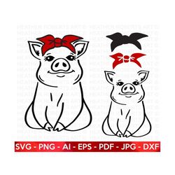 pig with red bandana svg, pig svg, bandana svg, piglet svg, farm piglet svg, farmhouse sign, farmhouse decor svg, farm life, cut file cricut