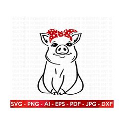 pig with bandana svg, pig svg, piglet svg, farm piglet svg, farmhouse sign, farmhouse decor svg, pig svg, farm life, cut file cricut