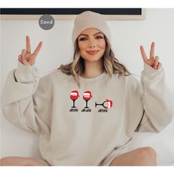 christmas wine glasses sweatshirt, christmas party sweater, wine lovers long sleeve, sarcastic christmas hoodie, funny f