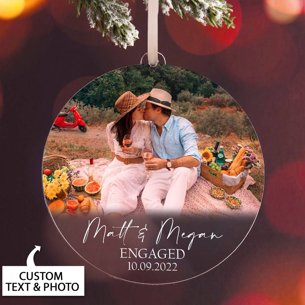 Engaged Christmas Ornament, First Christmas Engaged Ornament, Engagement Ornament, Personalized Engagement Gift For Couple, Photo Ornament - 4.jpg
