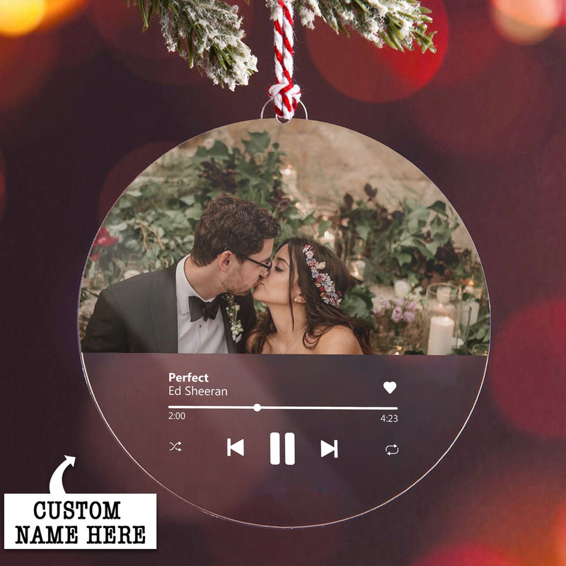 Engaged Christmas Ornament, First Christmas Married Ornament, Custom Album Cover Music Ornament, Personalized Wedding Gift, Photo Ornament - 5.jpg