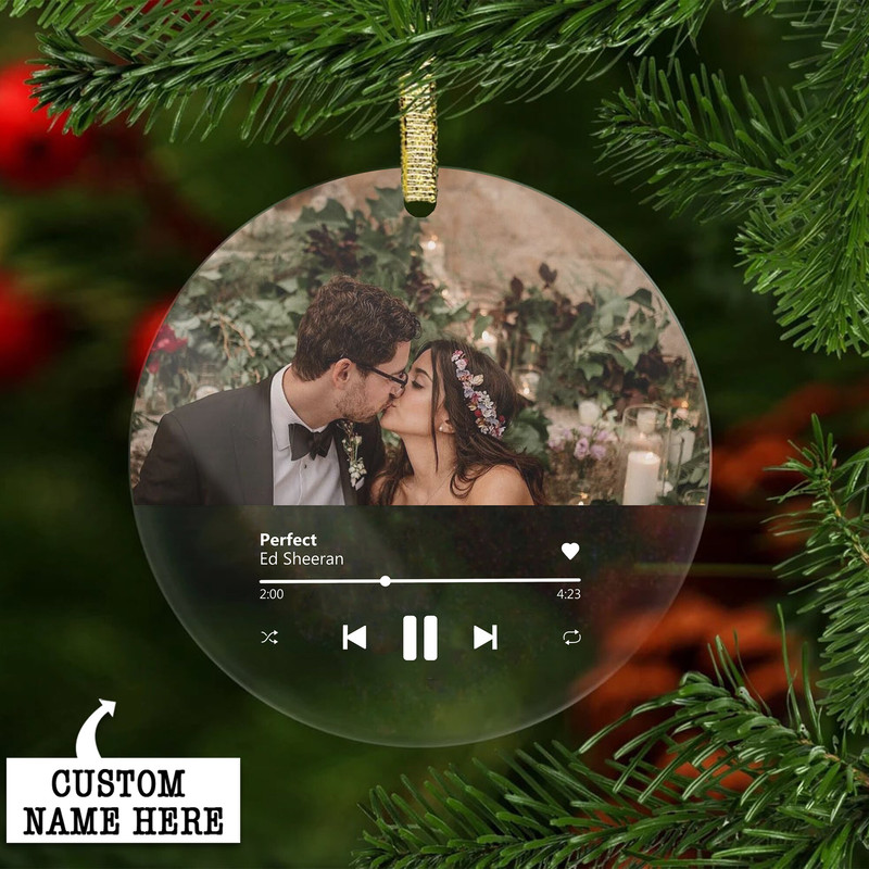 Engaged Christmas Ornament, First Christmas Married Ornament, Custom Album Cover Music Ornament, Personalized Wedding Gift, Photo Ornament - 7.jpg