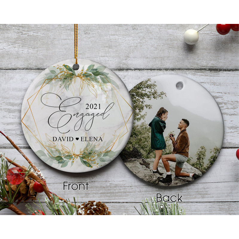Engaged Christmas Ornament, Personalized Engagement Ornament, Custom Photo Ornament, Engagement Gift For Couple, Just Engaged Couple Gift - 2.jpg