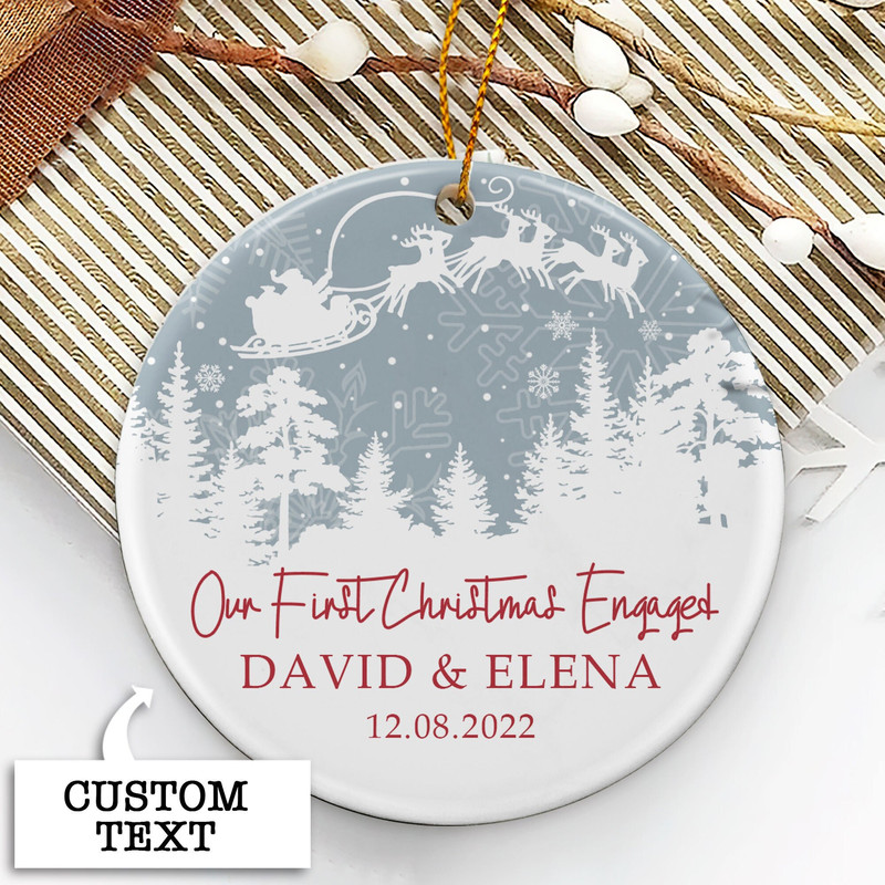 Engaged Christmas Ornament, Personalized First Christmas Engaged Ornament, Engagement Ornament, Engagement Gift, Custom Christmas Ornament - 1.jpg