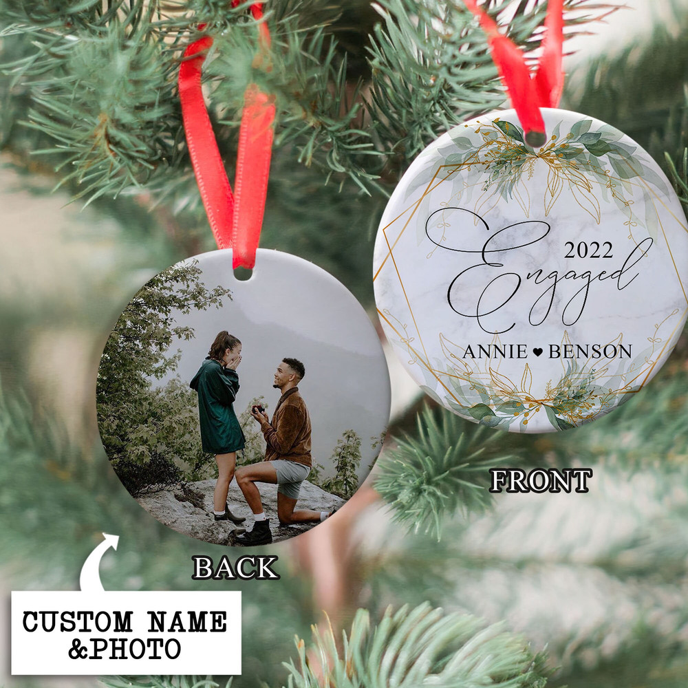 Engaged Christmas Ornament, Personalized Engagement Ornament, Custom Photo Ornament, Engagement Gift For Couple, Just Engaged Couple Gift - 3.jpg