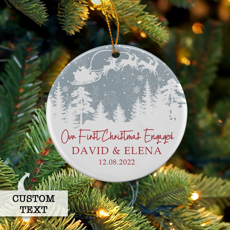 Engaged Christmas Ornament, Personalized First Christmas Engaged Ornament, Engagement Ornament, Engagement Gift, Custom Christmas Ornament - 10.jpg