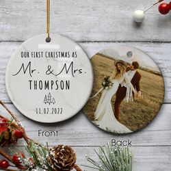first christmas married ornament, mr and mrs photo, our first christmas as mr  mrs