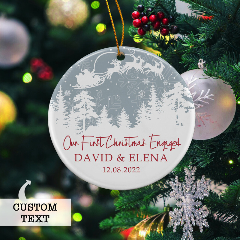 Engaged Christmas Ornament, Personalized First Christmas Engaged Ornament, Engagement Ornament, Engagement Gift, Custom Christmas Ornament - 3.jpg