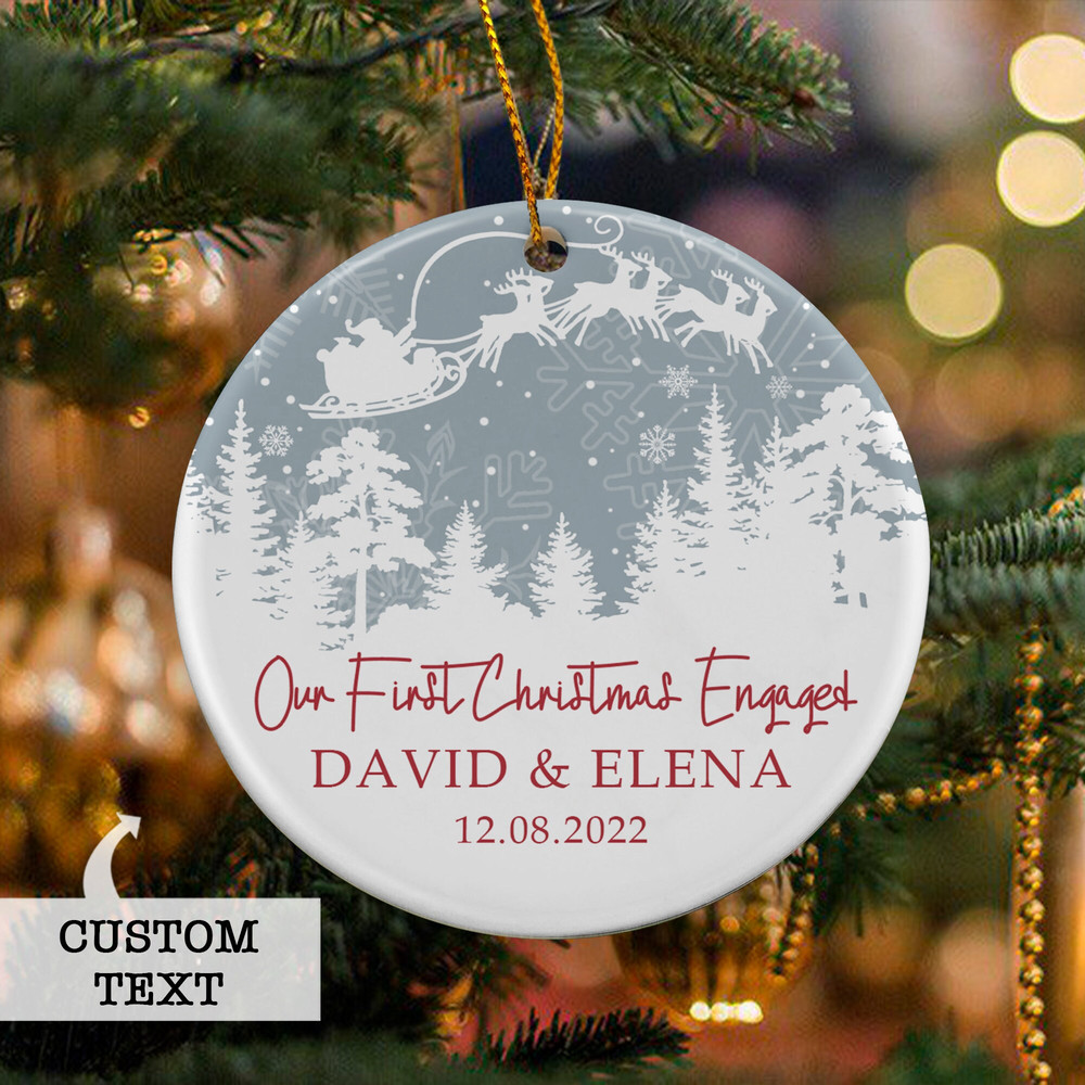 Engaged Christmas Ornament, Personalized First Christmas Engaged Ornament, Engagement Ornament, Engagement Gift, Custom Christmas Ornament - 4.jpg