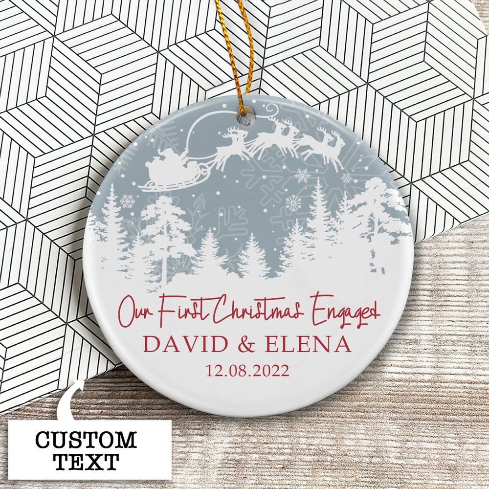 Engaged Christmas Ornament, Personalized First Christmas Engaged Ornament, Engagement Ornament, Engagement Gift, Custom Christmas Ornament - 5.jpg
