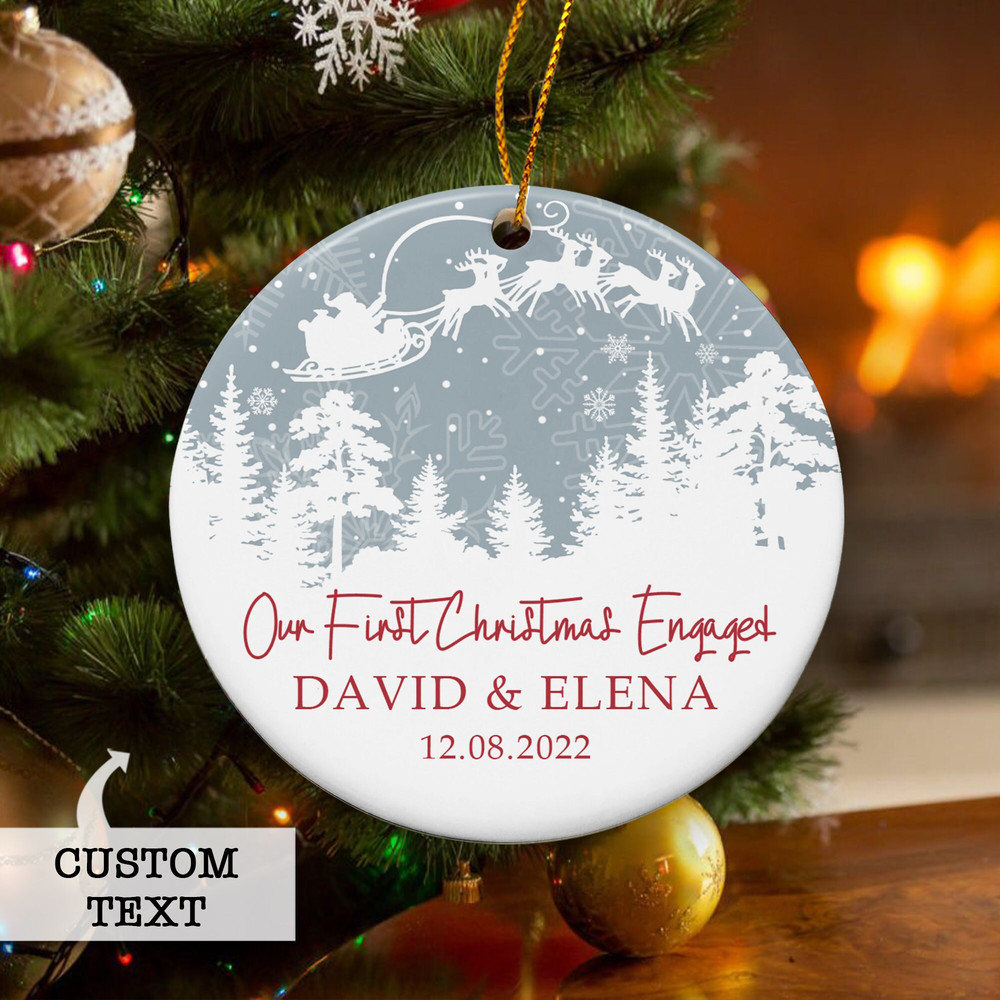Engaged Christmas Ornament, Personalized First Christmas Engaged Ornament, Engagement Ornament, Engagement Gift, Custom Christmas Ornament - 6.jpg
