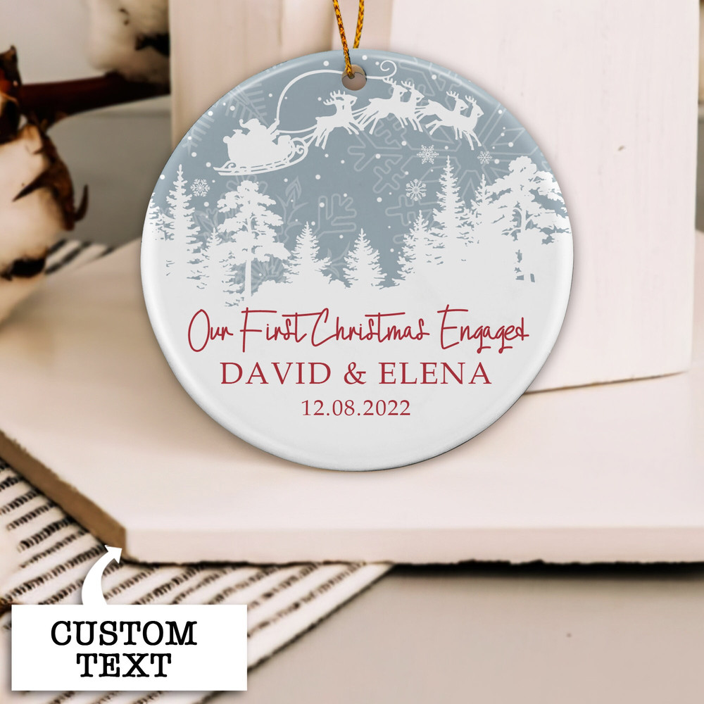 Engaged Christmas Ornament, Personalized First Christmas Engaged Ornament, Engagement Ornament, Engagement Gift, Custom Christmas Ornament - 7.jpg