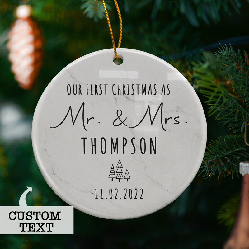 First Christmas Married Ornament, Mr and Mrs Photo, Our First Christmas as Mr & Mrs, Married Christmas Ornament, Personalized Ornament - 5.jpg